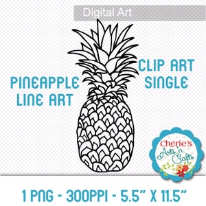 Pineapple Digi Stamp Pineapple Line Art Pineapple PNG Clip Art Instant Download Graphics Designer Resources Digital Illustration image 1