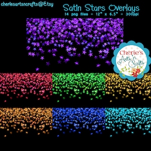 Shiny Stars Overlays | Star Borders | PNG Digital Borders | Decorative Borders | Photoshop Overlays Digital Files | Shining Stars Clip Art