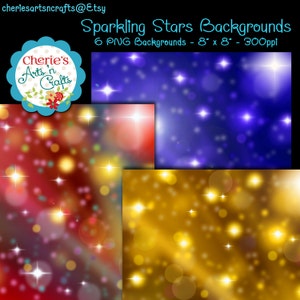 Sparkling Stars Digital Backgrounds | Digital Backgrounds for Printing or Digital Designing | PNG Files | 8 x 8 Size Digital Backgrounds |