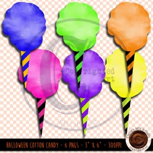 Halloween Cotton Candy Clip Art: Bright PNG Graphics (Digital Download)