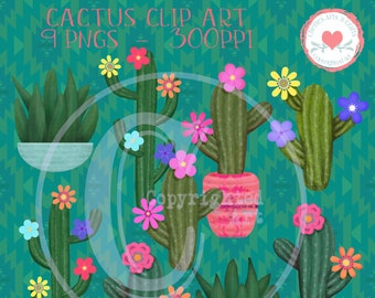 Cactus and Flowers in Pots Clip Art | PNG Files | Fine for Sublimation Printing | Digital Scrapbook Elements | Fine For Sublimation Printing