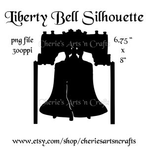 Silhouettes, Liberty Bell Silhouette, Patriotic Silhouette, Vintage Silhouette, Bell Silhouette, Bell Graphic, Bell Clipart Clipart, PNG Art