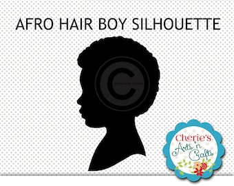 Little Boy Afro Hairstyle Silhouette | African Boy Silhouette | Hair Style Clip Art | Little Boy Cameo Clipart | PDF  PNG JPG Digital Files