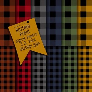 Buffalo Plaid Digital Papers | JPG Digital Scrapbooking Paper | Surface Patterns | Lumberjack Plaid Pattern | Designer Resources