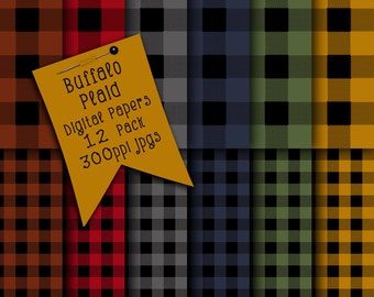 Buffalo Plaid Digital Papers | JPG Digital Scrapbooking Paper | Surface Patterns | Lumberjack Plaid Pattern | Designer Resources