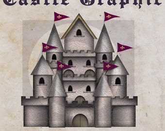 Instant Download, Castle Graphic, Castle PNG Digital Download File, Castle Clip Art, Graphics, Clipart