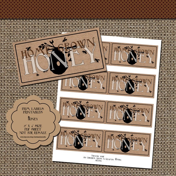 honey labels printable pdf labels you print at home jar etsy