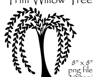 Prim Willow Tree Clipart, Primitive Willow Tree, Prim Clipart, Prim Graphics, Primitive Art, Silhouette, Willow Tree Silhouette, Willow Tree