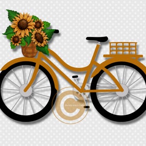 Bicycle Clip Art Fall Flowers in Baskets Bikes With Baskets and Flowers Clip Art Designer Resources Digital Downloads PNG Clip Art image 2