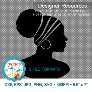 African Woman in Headwrap Silhouette | African Woman Clip Art | Afro Clip Art | Designer Resources | African Woman Graphics | Digital Art
