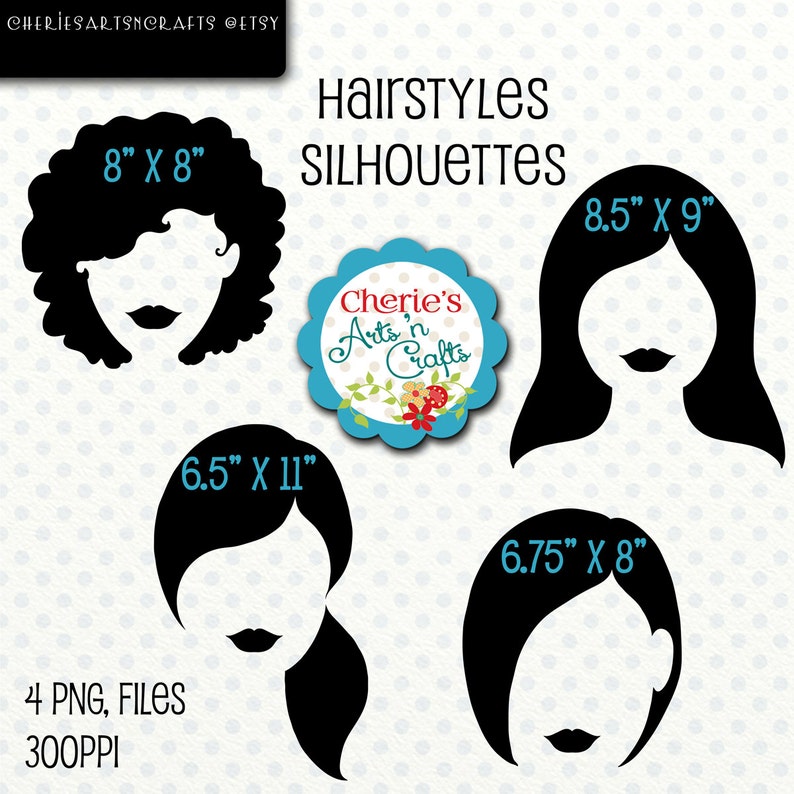 Hairstyles Silhouettes, Women's Silhouettes, Ladies Silhouettes Clip Art, Cliparts, Silhouettes, Girls Hairstyles Silhouette Clip Arts, PNGs image 1