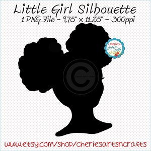 Afro Puffs Little Girl Silhouette Little Girl Silhouette SVG Cut File African American Girl Silhouette Designer Resources Clip Arts image 3