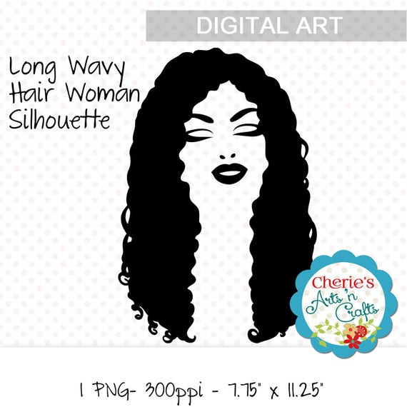 Long Wavy Hairstyle Woman Silhouette African American 