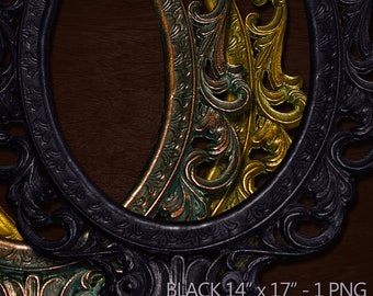 Antique Black Gothic Style Ornate Picture Frame | Digital Frame | Realistic PNG Gothic Frame | Generously Sized | For Digital Designers