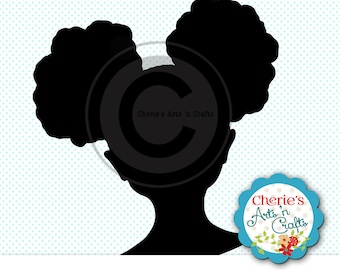 Afro Puffs Clip Art | African Girl Clip Art | Clipart | For Vinyl Transfers | Designer Resources | Natural Hair | PNG DXF SVG | Cutting File