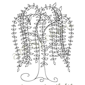 Willow Tree Line Art: PNG Clip Art for Sublimation (Digital Download)