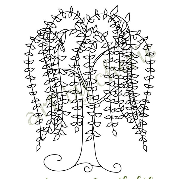 Willow Tree Line Art, Willow Tree Clip Art, PNG and PDF Files, Tree Graphics, Digital Download File, Tree Clip Art