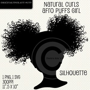 Afro Puffs Little Girl Silhouette Little Girl Silhouette SVG Cut File African American Girl Silhouette Designer Resources Clip Arts image 8