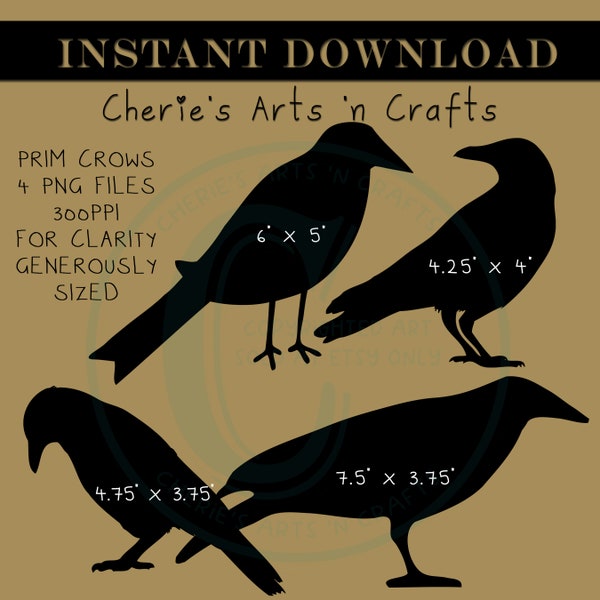 Primitive Crow Clip Art Etsy