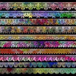 Watercolor Lace Borders: 12&quot; PNG Clip Art (Digital Download)