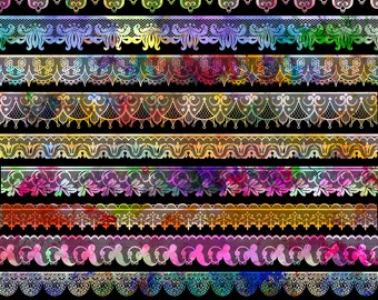Watercolor Lace Borders | 12" PNG Borders | Instant Digital Download | Digital Scrapbooking Clip Art | Scrapbooking Supplies | Clip Art Kit
