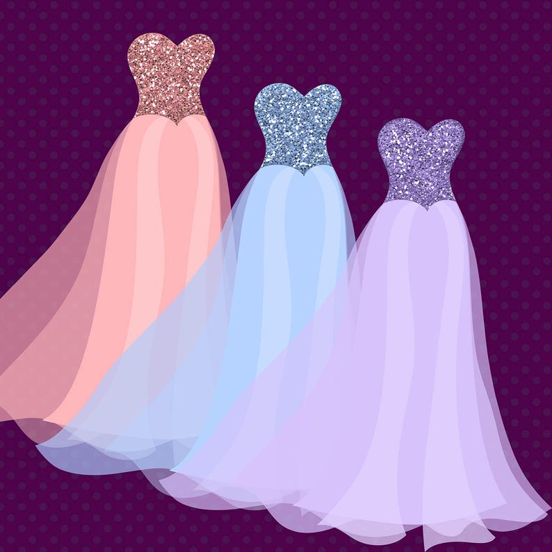Glitter Gowns Clip Art Designer Resources Design Assets Etsy
