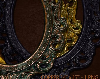 Antique Copper Gothic Style Ornate Picture Frame | Digital Frame | Realistic PNG Gothic Frame | Generously Sized | For Digital Designers