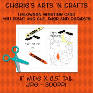 Printable Halloween Coloring Card | Kids Activity (Digital Download)