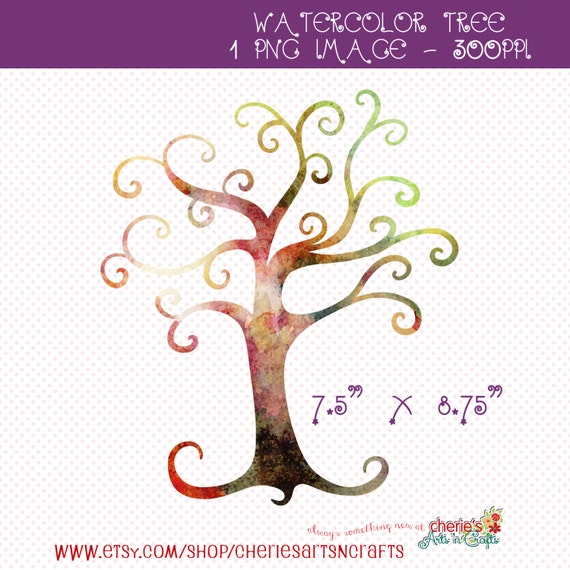 Watercolor Tree Clip Art PNG File Tree Digital File Digital | Etsy