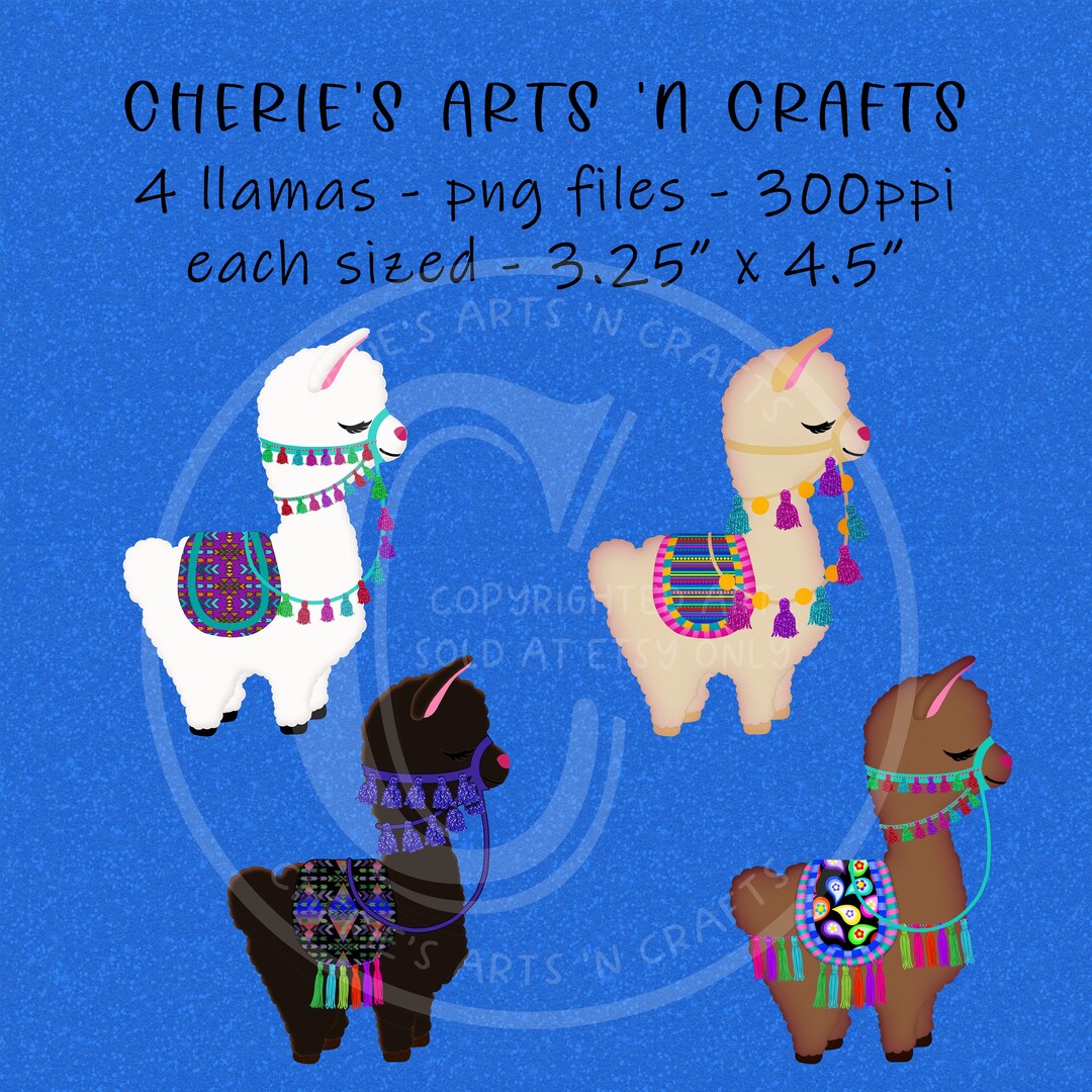 Llama Clip Art 4 PNG Files Cute Baby Llama Clipart Digital Art Fine for ...