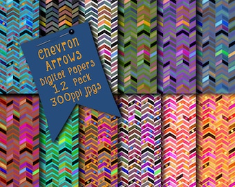 Chevron Arrows Digital Scrapbook Papers | Digital Art | Digital Downloads | Scrapbook Paper Printables | Instant Digital Downloads | Prints