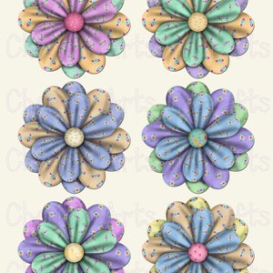 Rosettes, Digital Scrapbooking Elements, Floral Rosettes, Digital Art PNG Images, Floral Clip Art, Flower Graphics, Journal Embellishments image 2