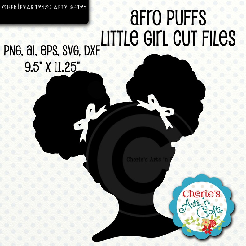 Afro Puffs Little Girl Silhouette Little Girl Silhouette SVG Cut File African American Girl Silhouette Designer Resources Clip Arts image 1