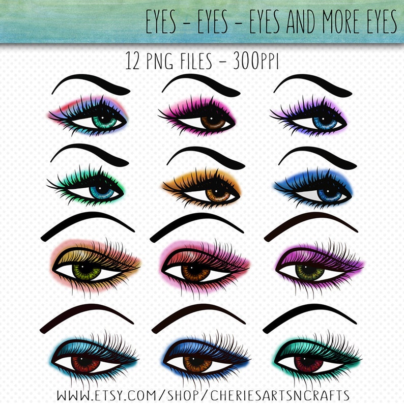 Eyes Clip Art Eyes Graphics Makeup on Eyes Clip Art Eye Etsy