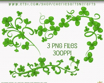 Decorative Digital Borders | Clover Borders | PNG Clip Art | Designer Resources | Saint Patty's Day Graphics