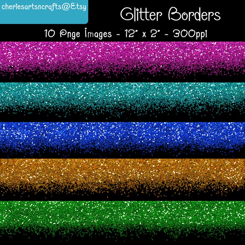 Glitter Borders PNG Digital Borders Glitter Overlays Etsy