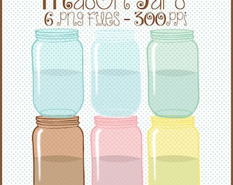 Jar Clip Art, Jar Art, Canning Jar Graphics, Canning Jar Clip Art, Pastel Colors Canning Jars, Cute Clip Art, Digital Scrapbooking Clip Art