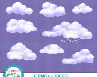 Clouds Clip Art | Purple Painted Clouds | Digital Clipart | Designer Resources | Purple Clouds Cliparts | Instant Download | Clip Art Clouds