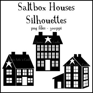Silhouettes, Saltbox Houses Silhouettes, Prim Graphics, Prim Silhouettes, Primitive Houses Clipart, Clipart Houses, Houses, House Graphics