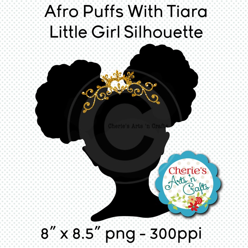 Little Girl Silhouette African Girl Silhouette Natural Hair Afro Puffs Hair Style Clip Art Little Girl With Tiara Silhouette Clipart image 1