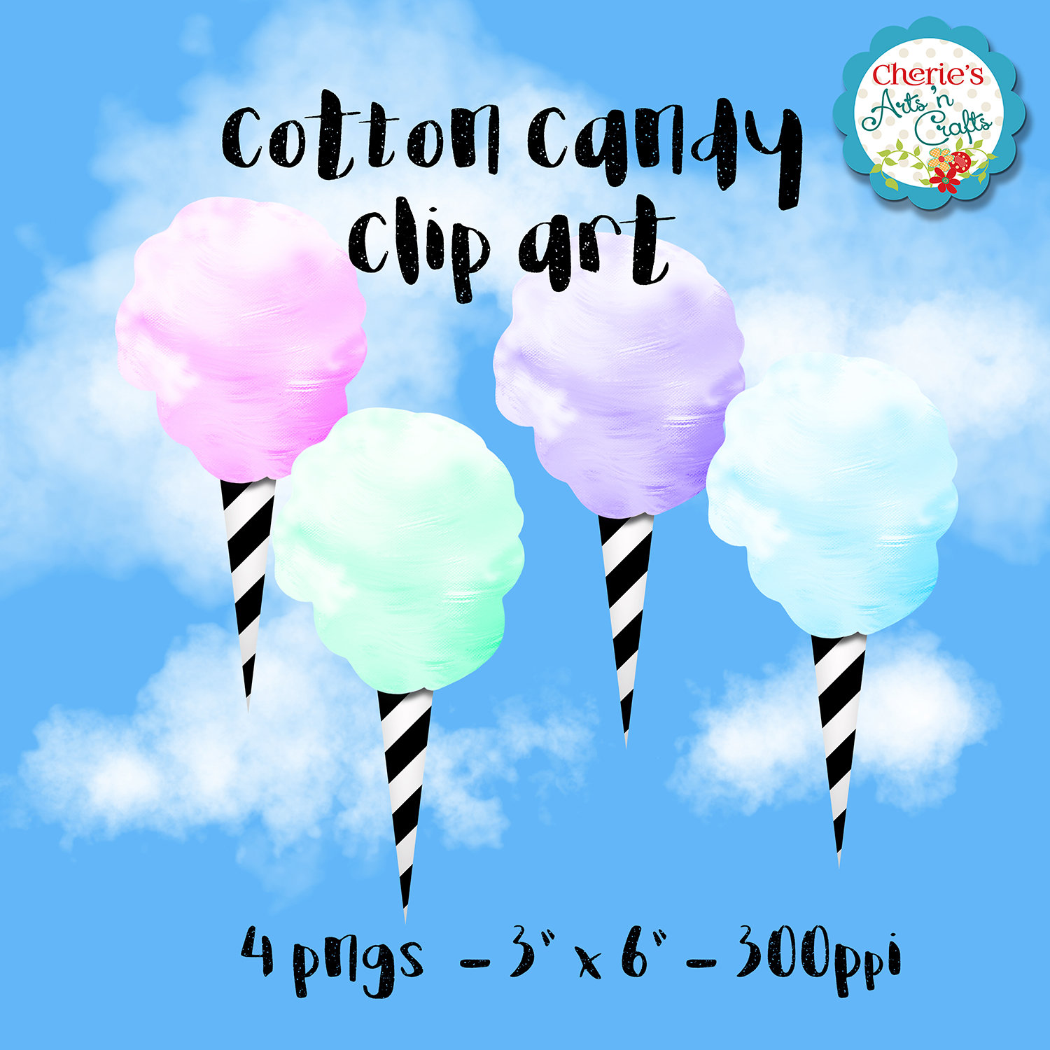 Cotton Candy Clip Art Designer Resources Candy Clipart | Etsy