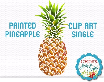 Painted Pineapple | Pineapple Clip Art | Clip Art Singles | PNG Graphics | Instant Download Digitals | Designer Resources | Fruit Clip Art