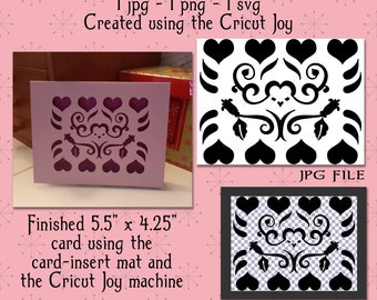 Hearts and Flourishes Greeting Card Die Cutting Files | SVG File used with Cricut Joy Die Cutter | PNG and JPG Files | Paper Craft Art Idea