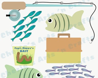 Goin' Fishin' Clip Art | Fishing Graphics | PNG Clip Art | Digital Clip Art | Designer Resources | Cute Kids' Clip Art Sets | Summer Clipart