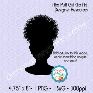 Natural Hair Afro Puff Little Girl Clip Art Designer Resource Silhouette Graphic Cameo Graphic Digital Download Clip Art Afro Puff image 1