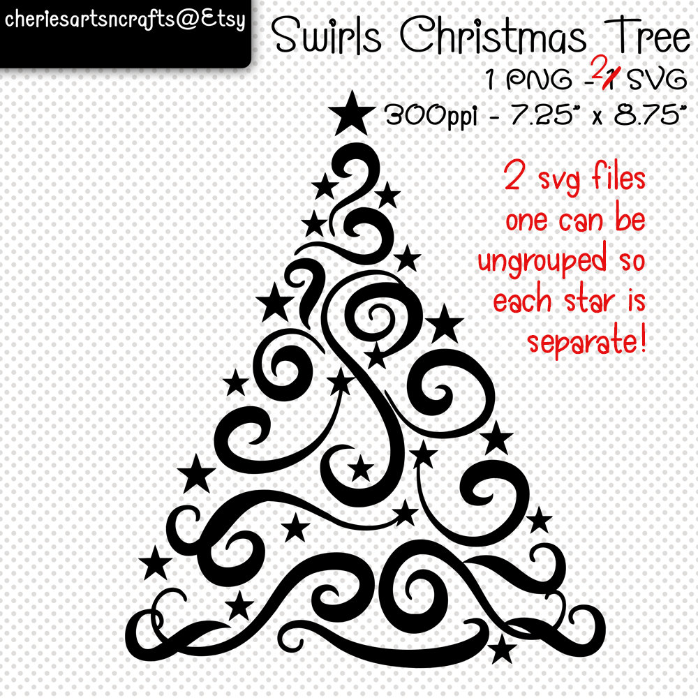 Download Swirls Christmas Tree SVG and PNG Digital Files Christmas ...