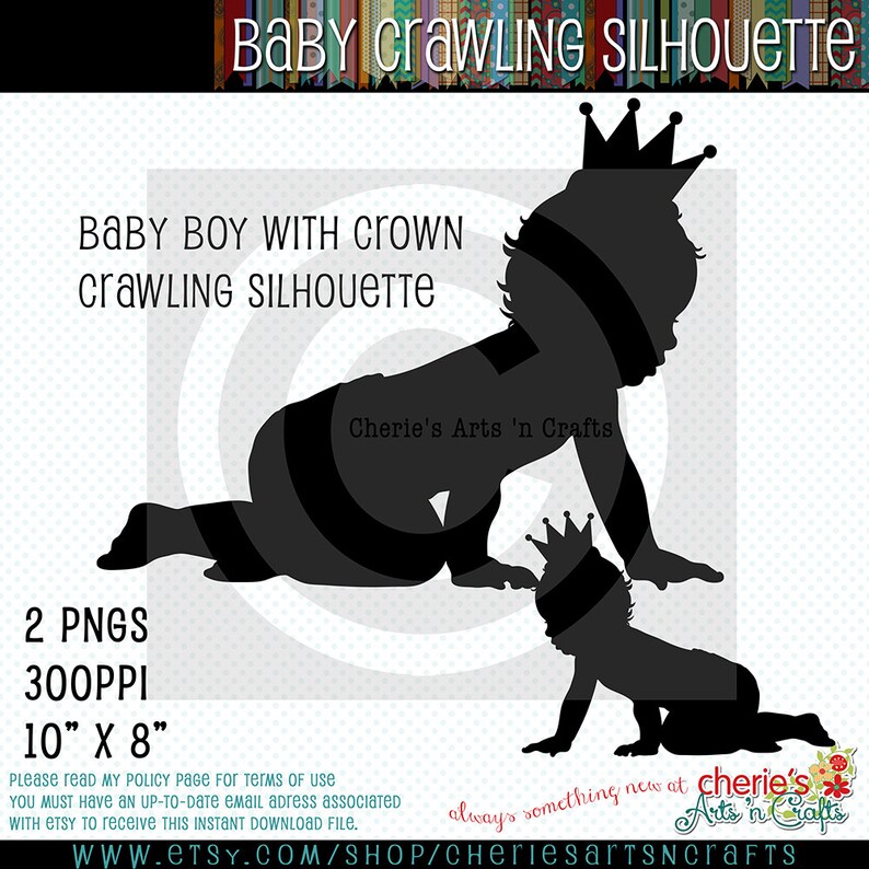 Download Baby Boy With Crown Crawling Silhouette Baby Boy With ...