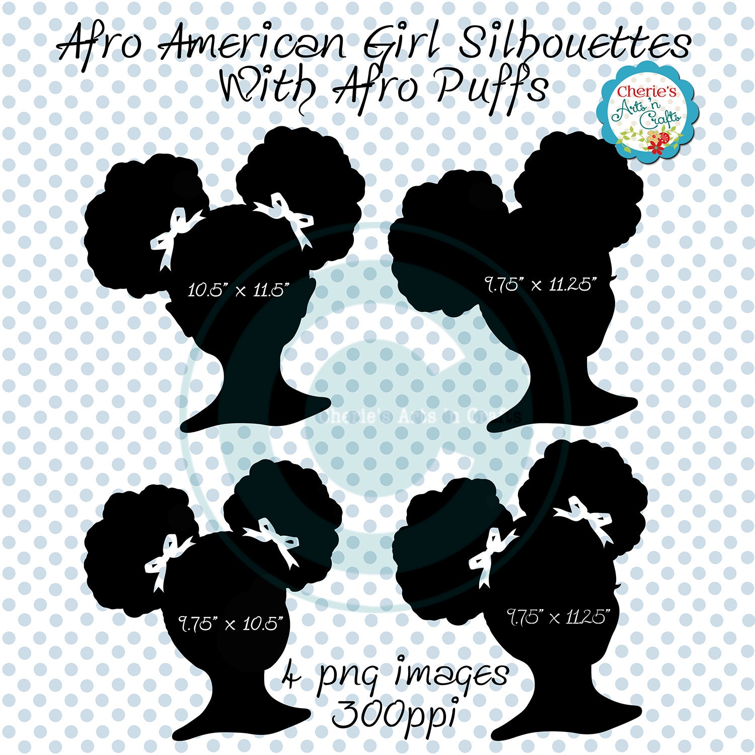 Afro Puffs Clip Art African American Girl Silhouette Natural Hair Afro Puff...