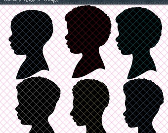 African Boys Clip Art | Silhouettes | Designer Resources | PNG and SVG Digital Download Files | African American | Afro Hairstyles Cliparts