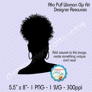 Natural Hair Afro Puff Little Girl Clip Art Designer Resource Silhouette Graphic Cameo Graphic Digital Download Clip Art Afro Puff image 3